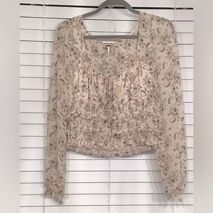 Free People smocked tiered chiffon blouse, size M, NWT